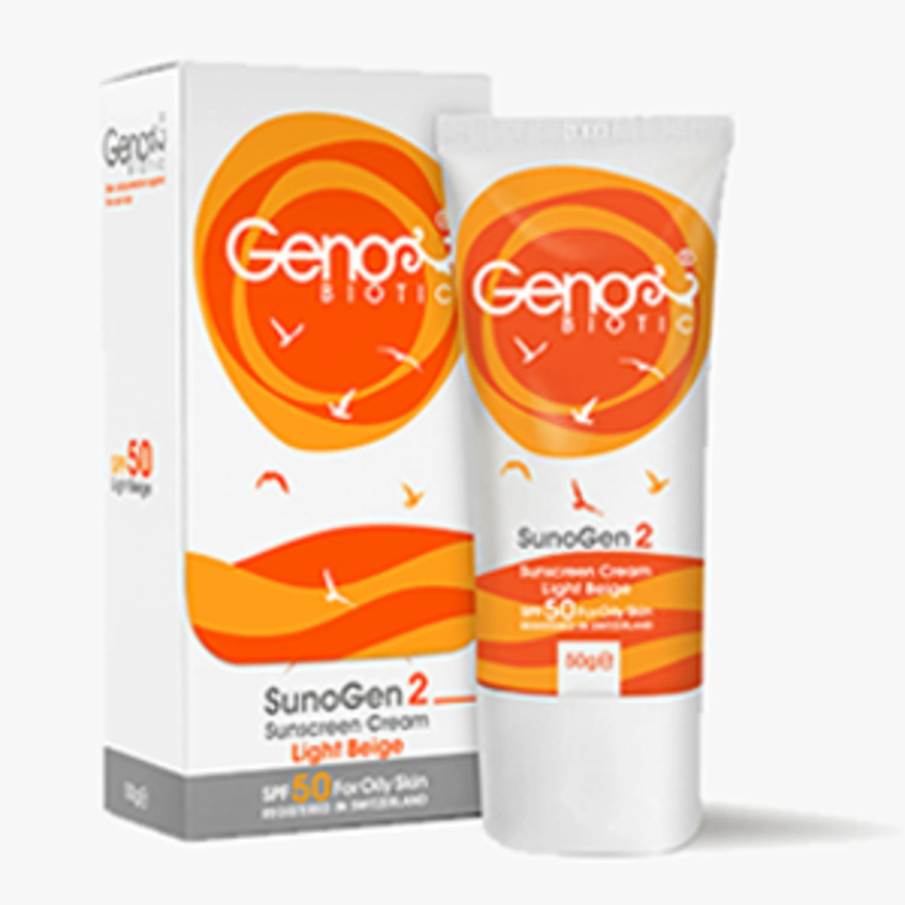 ضد آفتاب ژنوبیوتیک پوست چرب و مختلط بژ روشن  genobiotic sunscreen cream light beige spf 50  spf 50 
